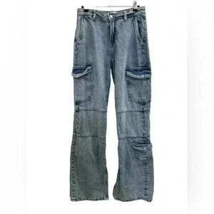 Zara Light Wash Denim Cargo Jeans
